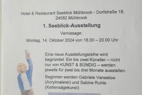 1. Seeblick-Kunstausstellung am 14. Oktober 2024